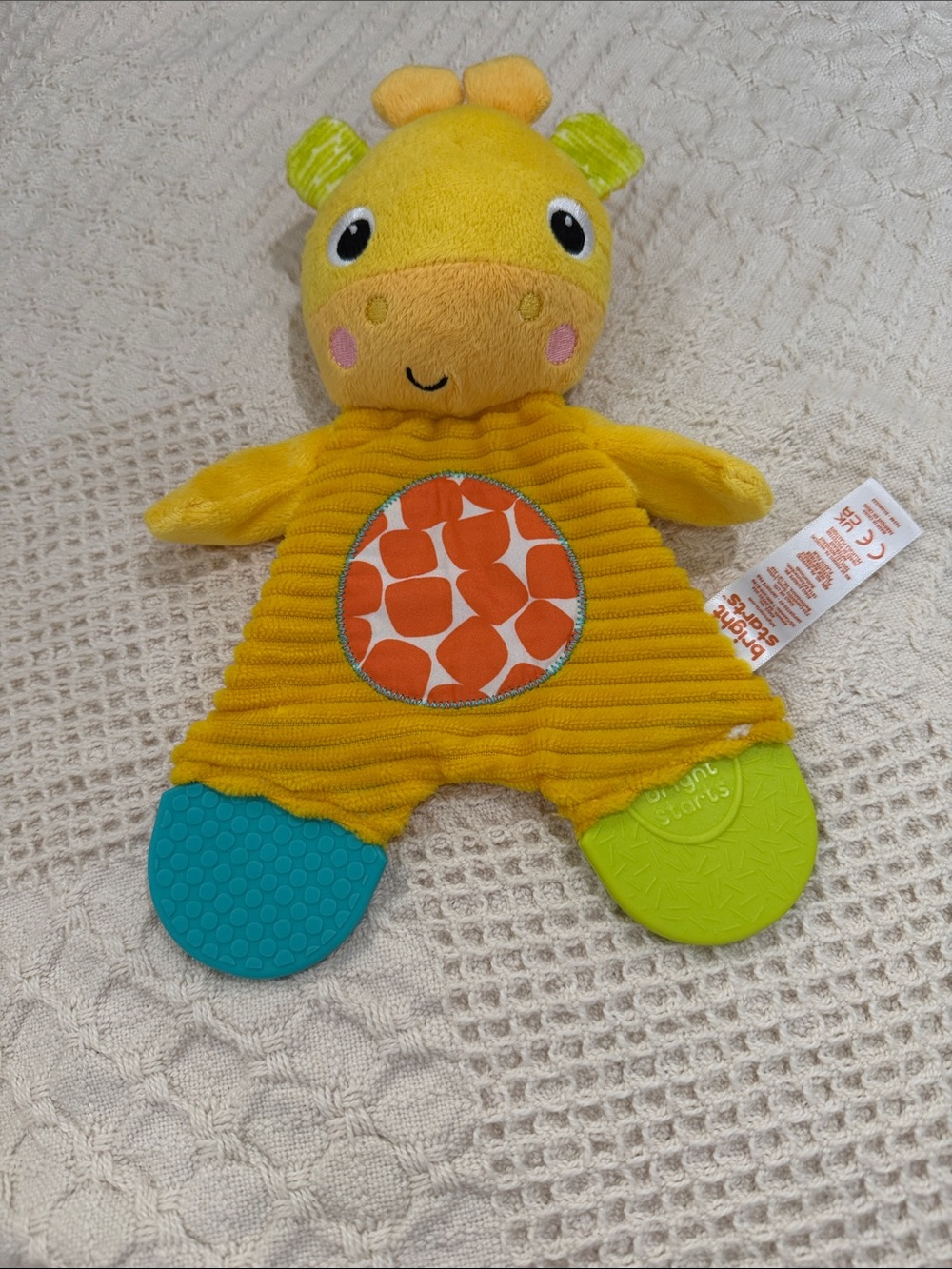 Bright Yellow Giraffe Teething crinkle Plush - Baby Toy